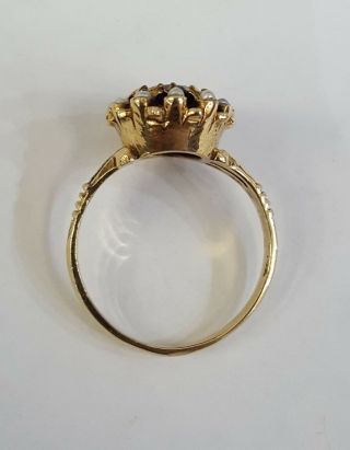 Vintage Victorian Amethyst & Seed Pearl Ring 14K Yellow Gold Size 6.  75 6