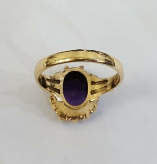 Vintage Victorian Amethyst & Seed Pearl Ring 14K Yellow Gold Size 6.  75 7