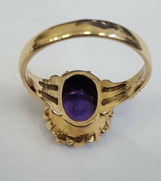 Vintage Victorian Amethyst & Seed Pearl Ring 14K Yellow Gold Size 6.  75 8