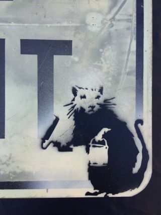 BANKSY “Roller Rat” Stencil on Metal Street Art Traffic Sign 2005 RARE 3