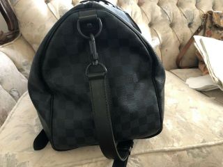 100 AUTHENTIC LOUIS VUITTON BLUE DAMIER GRAPHITE KEEPALL 45 BACKPACK RARE 5