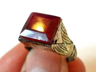 Unique Gifts,  Detector Find & Polished,  200 - 400 A.  D Roman Ring W/real 5ct Ruby