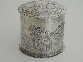 Antique Silver Repousse Tobacco Box By George Heath London 1886