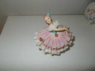 Vintage Dresden Porcelain Lace Ballerina Figurine.  Made In Germany