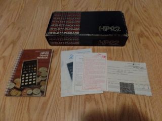 Vintage HP - 22 Calculator - Box,  Book,  Battery Pack Case,  Charger - Rare 6