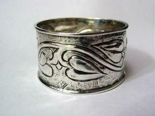 1901 Birmingham Guild Of Handicrafts Sterling Napkin Ring Arts & Crafts Motif