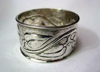 1901 Birmingham Guild Of Handicrafts Sterling Napkin Ring Arts & Crafts Motif 4