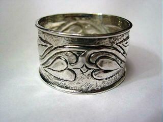 1901 Birmingham Guild Of Handicrafts Sterling Napkin Ring Arts & Crafts Motif 5