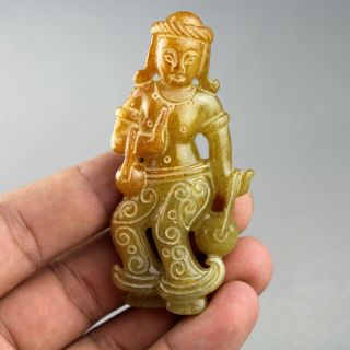 3  China Old Jade Chinese Hand - Carved Ancient People Statue Jade Pendant 2012