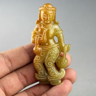 3  China old jade Chinese hand - carved ancient People statue jade pendant 2012 2