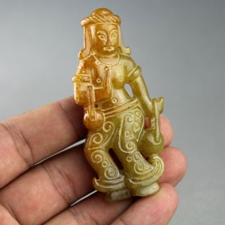 3  China old jade Chinese hand - carved ancient People statue jade pendant 2012 3