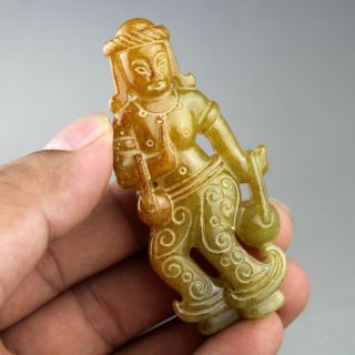 3  China old jade Chinese hand - carved ancient People statue jade pendant 2012 4