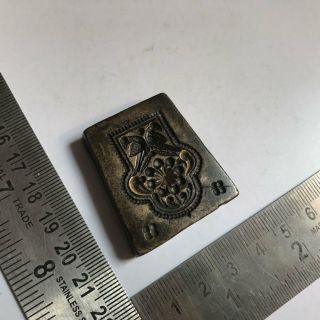 An Antique Old Bell Metal Jewelry Stamp Die Seal Flower And Bird Pattern