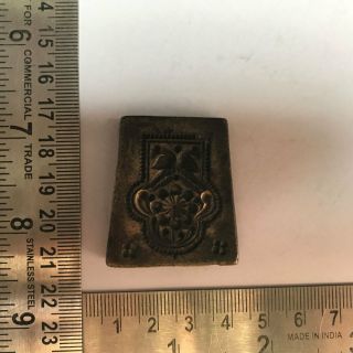 An antique old bell metal jewelry stamp die seal flower and bird pattern 2