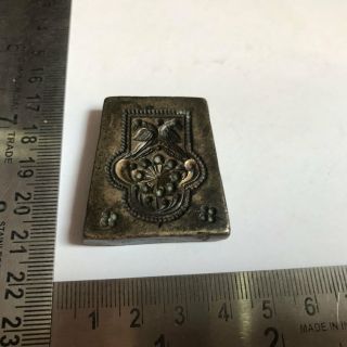 An antique old bell metal jewelry stamp die seal flower and bird pattern 3