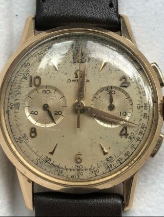 Rare Vintage 18k Gold Omega Chronograph From 1958,  32mm,  Cal 320,