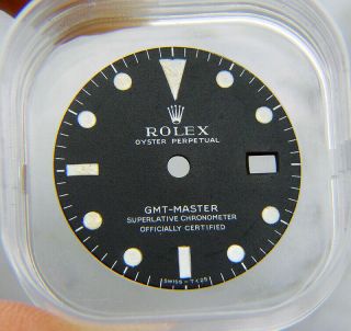 Vintage Rolex Gmt - Master 1675 Mk1 Long E Matte Black Watch Dial 1960 