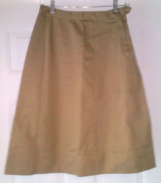 Woman’s Khaki Cotton Wac W.  A.  A.  C.  Skirt 28 - 1/2 Inch Waist,  26 Inch Long
