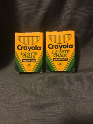 Vtg Crayola Yellow E - Z - Syte Chalk Binney Smith 2 Box 24 Sticks 1988 Mellow Gold