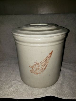 Antique Red Wing 1 Gallon Crock With Lid