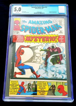 Spider - Man 13 Cgc 5.  0 White Pages Hot Rare Key Comic 1st Mysterio Movie