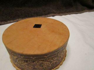 Hand Carved Russian Birch Bark Trinket Box / Top Of Lid And Inside Lid Carved 8