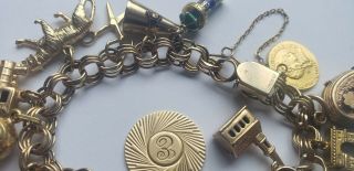 Vintage Chain Bracelet AR 1/2012 K,  4 or more 14K Gold Charms 2
