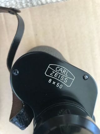 Carl Zeiss 8 X 50 Vintage Binoculars In Leather Case