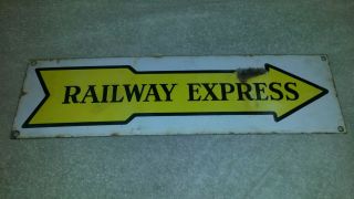 Rare VTG Railway Express Agency Right Arrow Metal Porcelain Sign 2