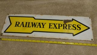 Rare VTG Railway Express Agency Right Arrow Metal Porcelain Sign 6