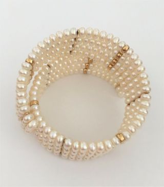 Vintage 4 Strand Freshwater Pearl And 14K Gold Choker 4
