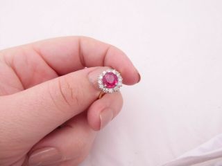 18ct Gold Ruby Diamond Victorian Style Ring 18k 750