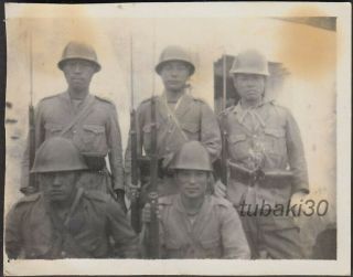 6 Japan Naval Landing Forces 1930s Photo Soldiers With Army Helmet Nanking