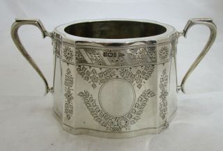 Fine Antique Victorian Sterling Silver Can Shaped Sugar Bowl,  435 Grams,  1899