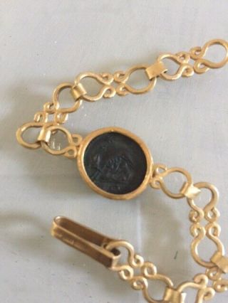 Famous Maker 21 Carat Italian Gold Old Roman Coin Bracelet,  Classical Style