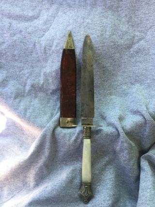 Antique Pearl Handled R.  Bunting And Son Sheffield Knife 1830 - 1852 Dagger