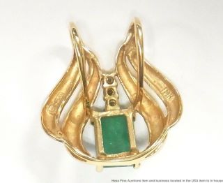 2ct Natural Emerald Diamond 14k Gold Pendant Large Vintage Birthstone Slide 5