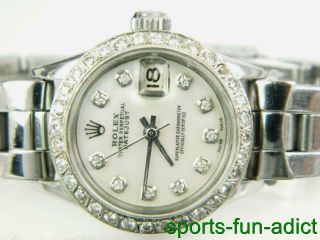 Vintage Ladies Rolex Datejust Diamond Automatic Steel Oyster Band Watch