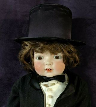 Large 29 " Antique Fulper Ceramic Bisque Head Boy Male Doll Made In Usa