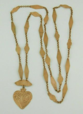 Vintage / Antique Victorian 9k Rose Gold Flower Necklace 29 " Long