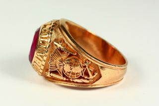 VINTAGE Knights of Columbus Men ' s Masonic Ring Ruby Red Stone 10k Solid Gold 10