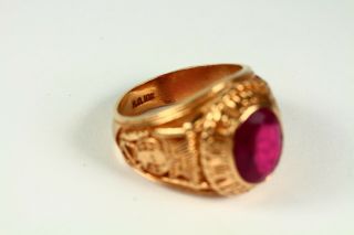 VINTAGE Knights of Columbus Men ' s Masonic Ring Ruby Red Stone 10k Solid Gold 11