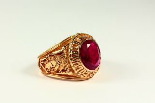 VINTAGE Knights of Columbus Men ' s Masonic Ring Ruby Red Stone 10k Solid Gold 3