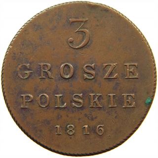Poland 3 Grosze 1816 Milled Edge To Left Very Rare T75 167