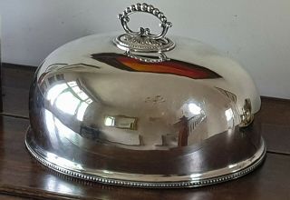 Huge Antique Victorian Goodfellow & Sons Silver Plate Meat Cover Dome Lid 45cm
