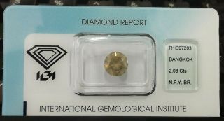2.  08 Cts Very Rare IGI Certified Natural Fancy Yellow Brown Color Diamond 2