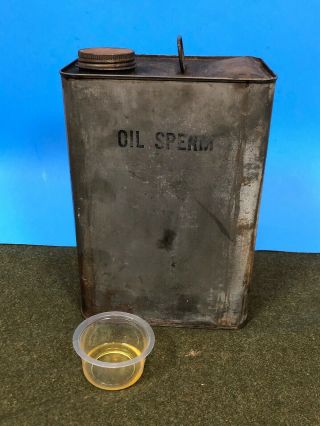 Vintage Rare Sperm Oil Tin 6 1/2”x 4”x 9 1/2” Whale Oil