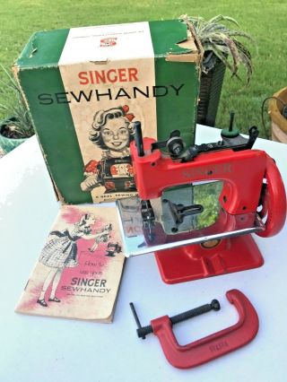 Antique Vintage Singer Sewhandy Model 20 Sewing Machine - Red,  - Rare