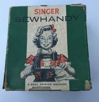 ANTIQUE VINTAGE SINGER SEWHANDY MODEL 20 SEWING MACHINE - RED,  - RARE 2