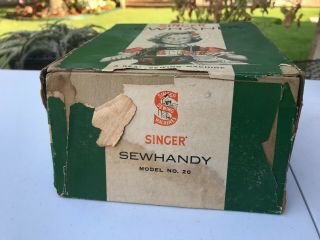 ANTIQUE VINTAGE SINGER SEWHANDY MODEL 20 SEWING MACHINE - RED,  - RARE 3